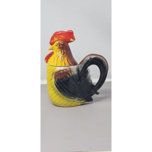 Vintage Artmark Ceramic Rooster Pitcher‎ With Handle And Pepper Shaker Head - Picture 5 of 16